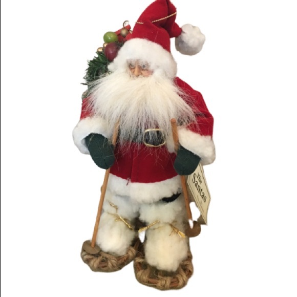 Tina Mitchell Santa on Snowshoes Xmas Ornament